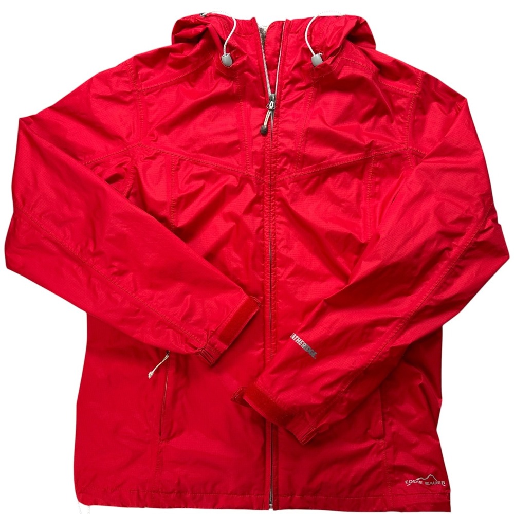 Eddie Bauer Bright Red Lightweight Utility Jacket with Hood